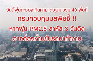 �ѹ��������ͧ�ҡ����������ҹ �Թ����ҵðҹ��� 40 ��鹷�� ����Ǻ����ž�ɪ�� !! �ҡ��� PM2.5 ����� 3 �ѹ�Դ �Ҩ��ͧ�����Ѻö�ҷӧҹ