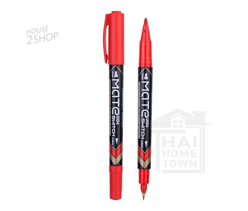 ปากกา Deli Permanent Marker U104 เขียนซองพลาสติก แผ่นซีดี แบบ 2 หัว (0